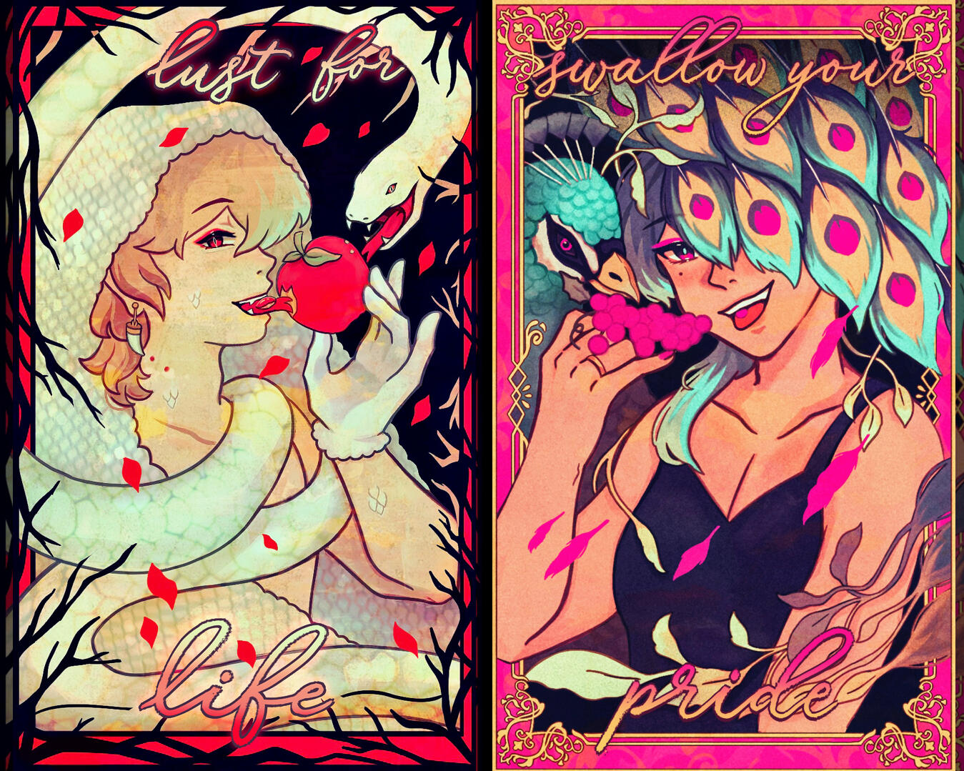 Wine Label Bottles based off of 2 of the 7 Deadly Sins